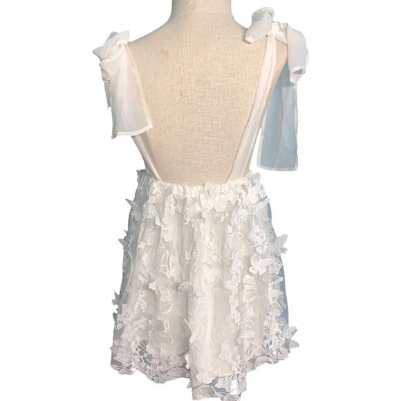 The Post‎ Women’s 3D Butterfly Babydoll Mini Dress V-neck Backless White Small - Picture 5 of 10